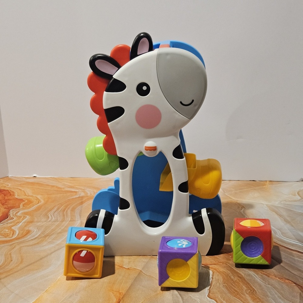 Fisher Price Roller Blocks Tumblin Zebra 2014 Baby Toy With 3 Blocks